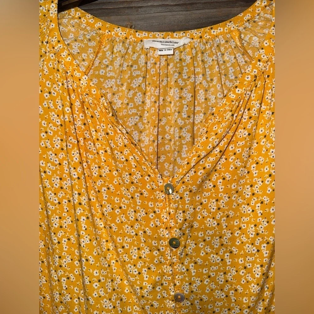 Beach Lunch Lounge Womens Suella Boho Button Down Peasant Top Sunshine Dolly XS - Picture 5 of 7